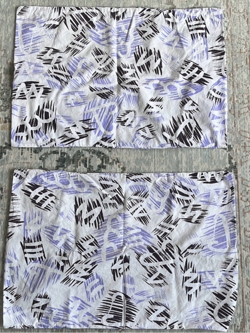 Gravel & gold pillow cases! Purple and white abstract design.